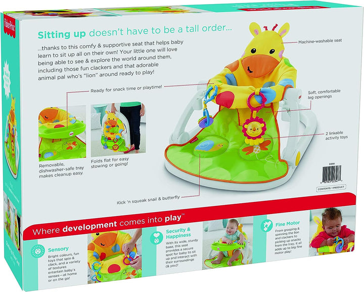 Fisher-Price DJD81 Giraffe Sit-Me-Up Floor Seat, Portable Baby Chair or Seat with Removable Tray, Rattle and Teething Toy