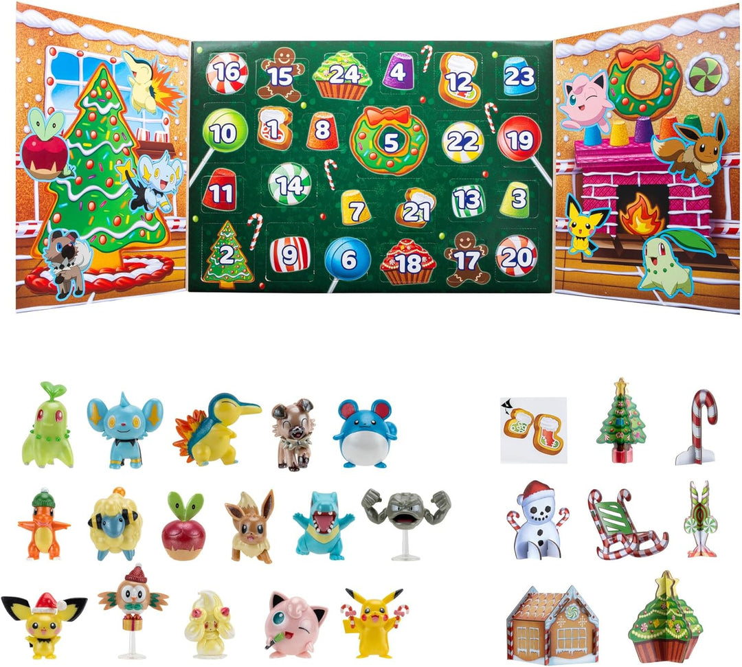 Pokemon PKW3066 Holiday Calendar-Features 24 2-Inch Battle Figures