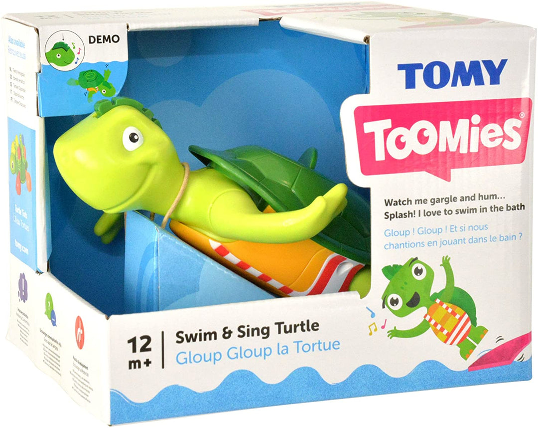 TOMY Toomies Swim &amp; Sing Turtle Baby-Badespielzeug | Interaktives Lernspielzeug mit Musik und Geräuschen | Wasserspielspielzeug für Jungen und Mädchen ab 1, 2 und 3 Jahren
