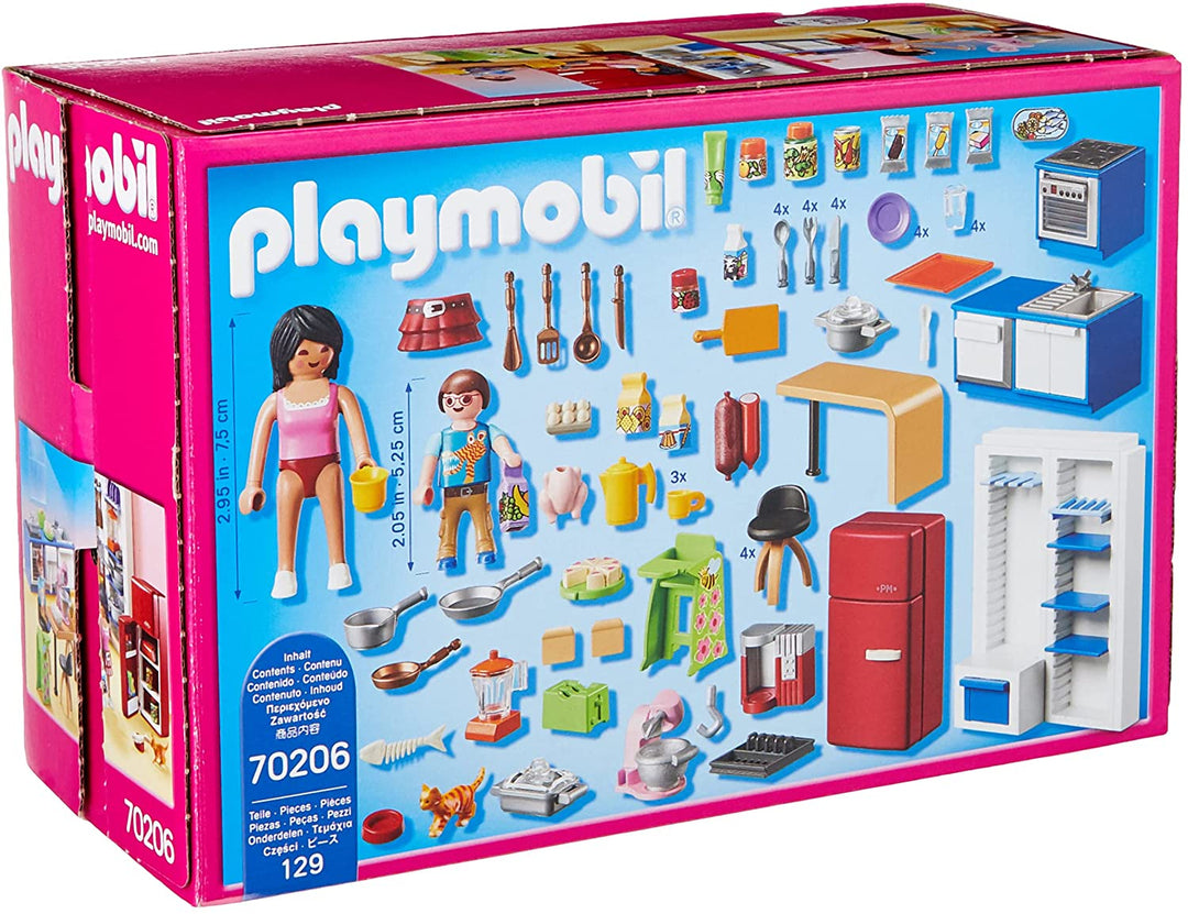 PLAYMOBIL Dollhouse 70206 Family Kitchen, for Children Ages 4+