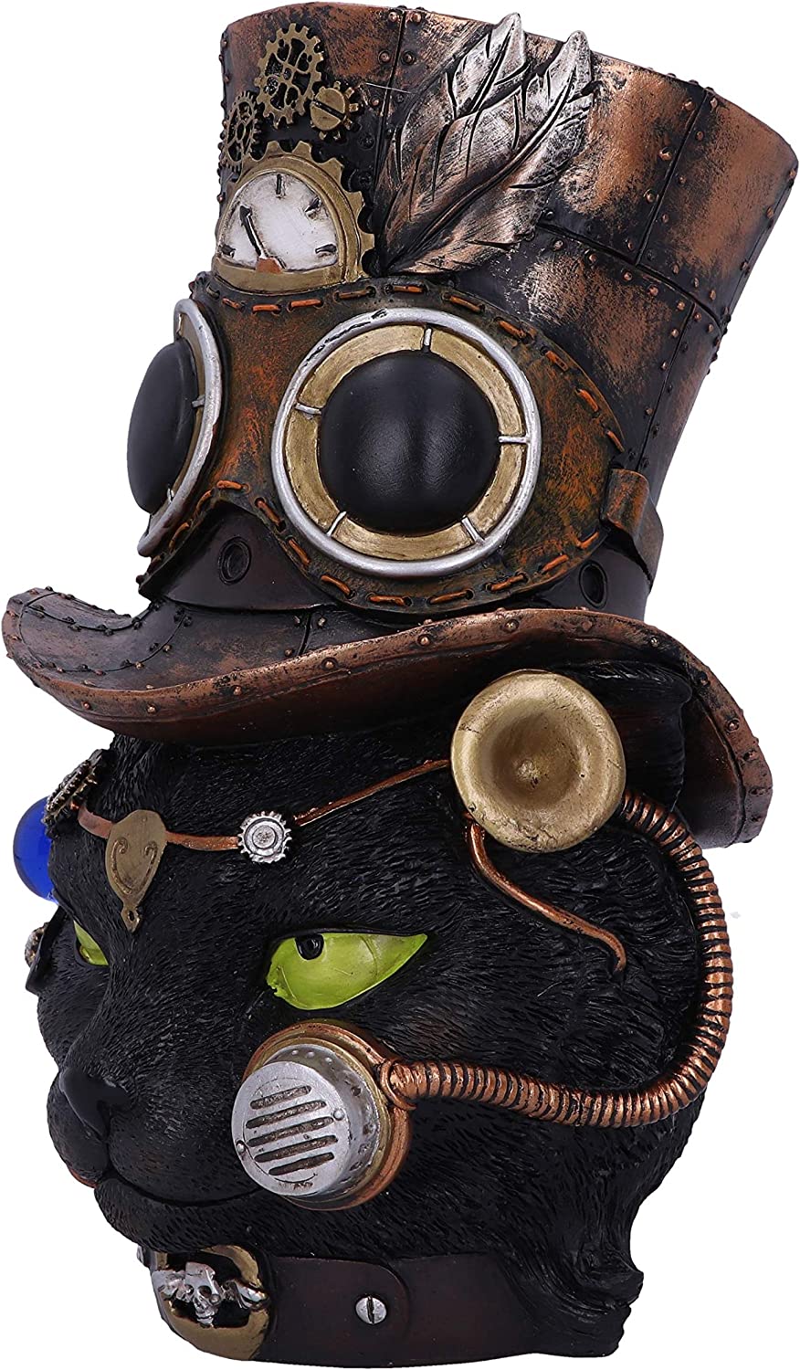 Felius Mogg Steampunk-Figur mit schwarzem Katzenkopf, 28,8 cm