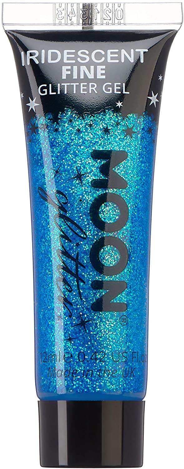 Gel con purpurina fina iridiscente para rostro y cuerpo de Moon Glitter-Blue