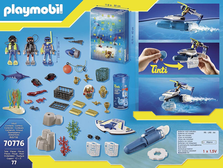 Playmobil 70776 City Action Police Diving Mission Adventskalender mit farbwechselnden Badesprudlern