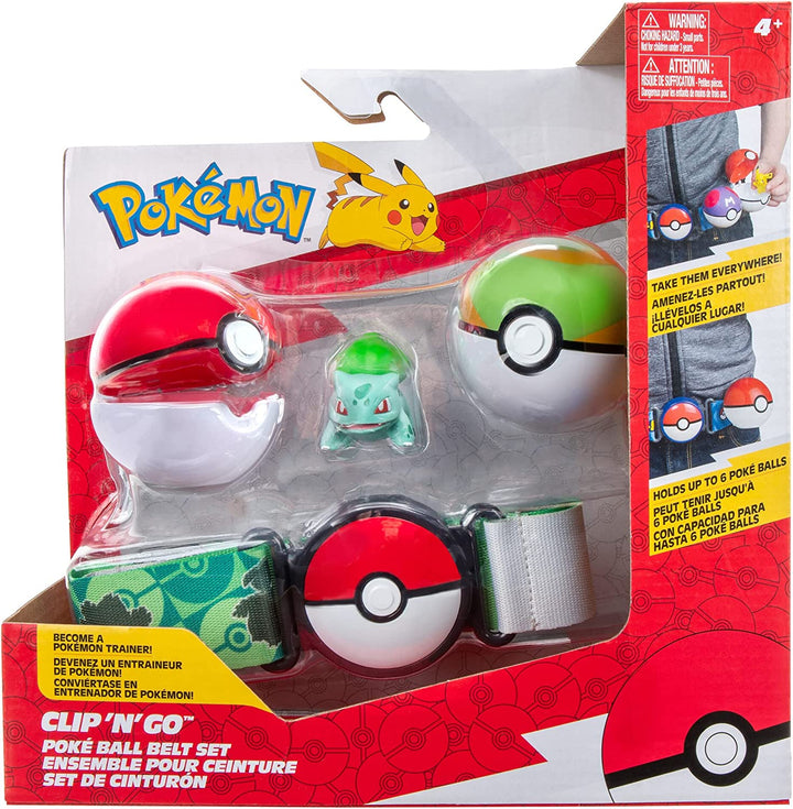 Pokemon Clip 'N' Go Poke Ball Belt Set (Poke Ball, Nest Ball, and Bulbasaur #1)