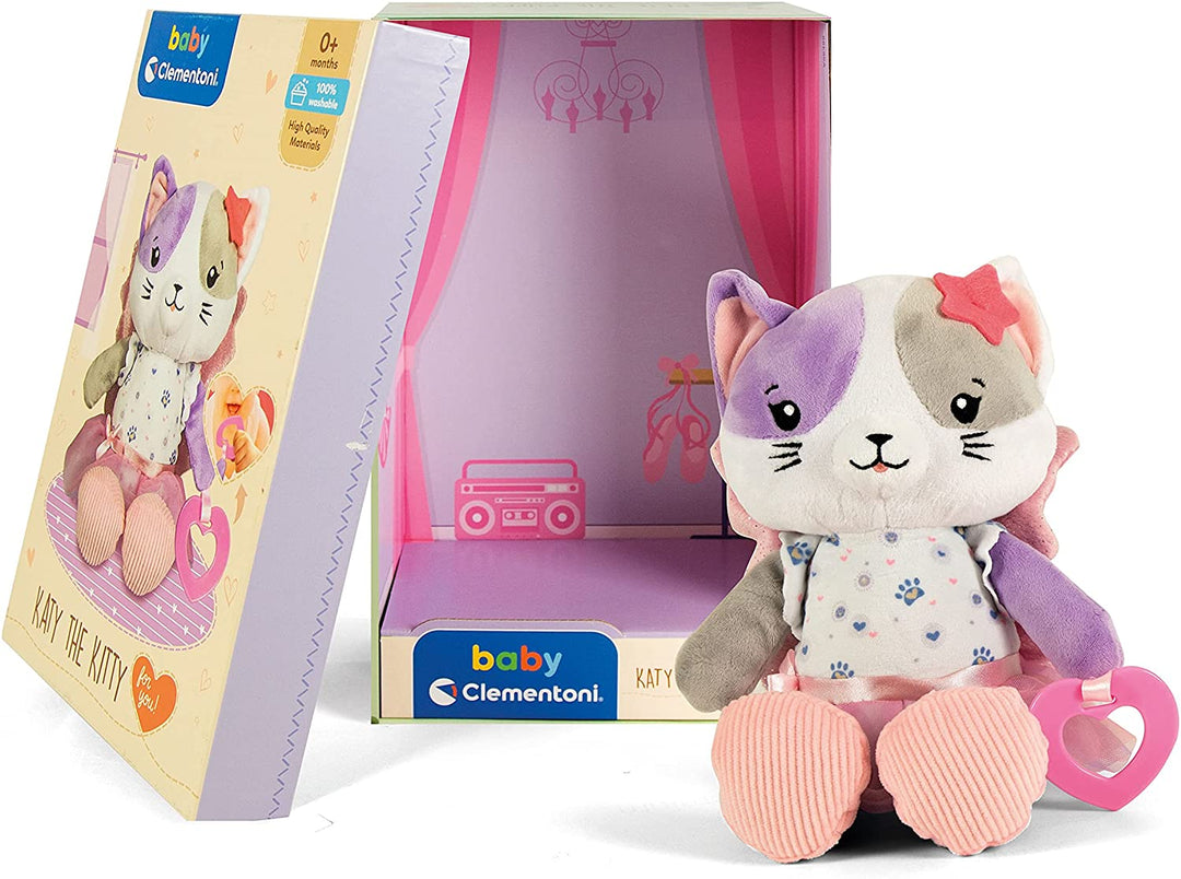 Clementoni 17420 Gatito Katy The Kitty Plush Toy for Babies, Ages 0 Months Plus,