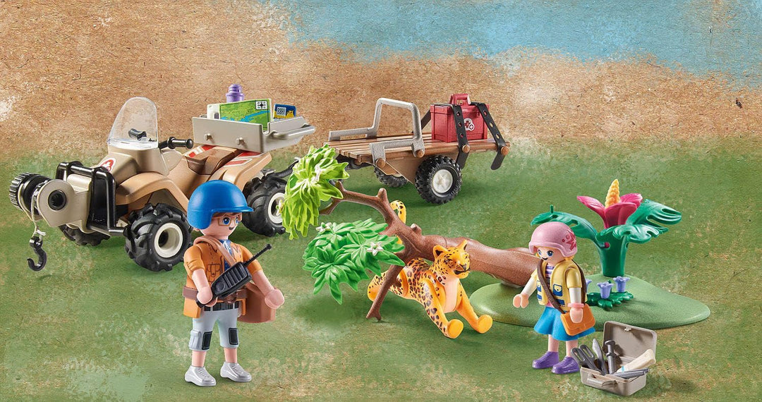 PLAYMOBIL Wiltopia 71011 Animal Rescue Quad with Toy Animals, Sustainable Toy for Kids