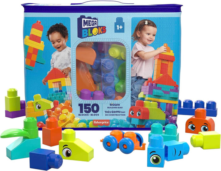 ?MEGA BLOKS Bigger Building Bag building set with 150 big and colorful building blocks, and 1 storage bag