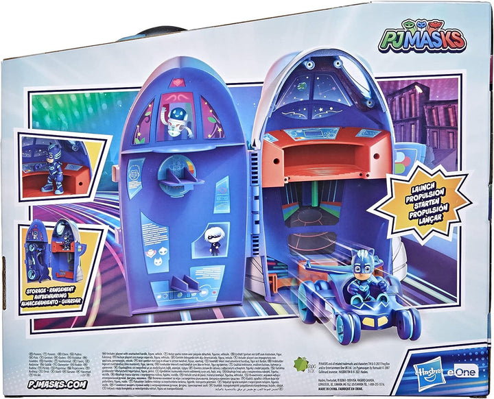 PJ MASKS F20985L0 2-in-1 HQ Playset, Headquarters and Rocket Preschool Toy with Action Figure and Vehicle for Kids Ages 3 and Up