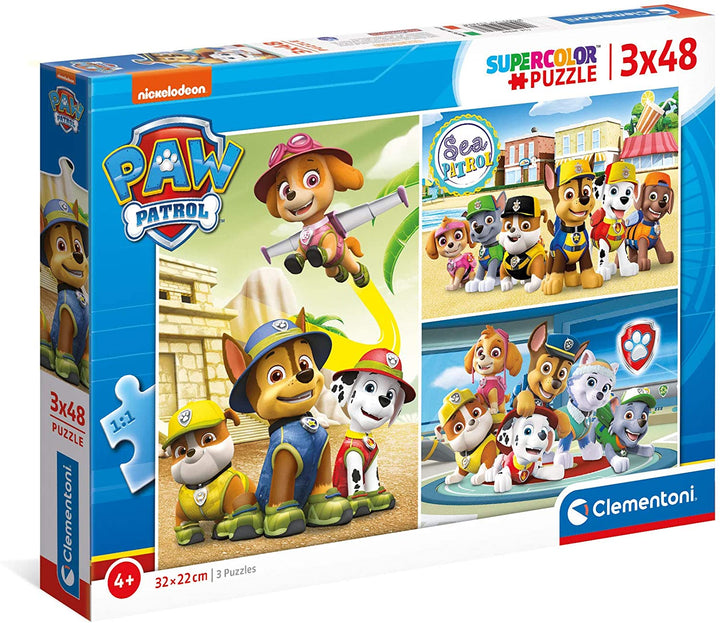 Clementoni 25262, Paw Patrol Supercolor Puzzles for Children - 3 x 48 Pieces, Ages 4 years Plus