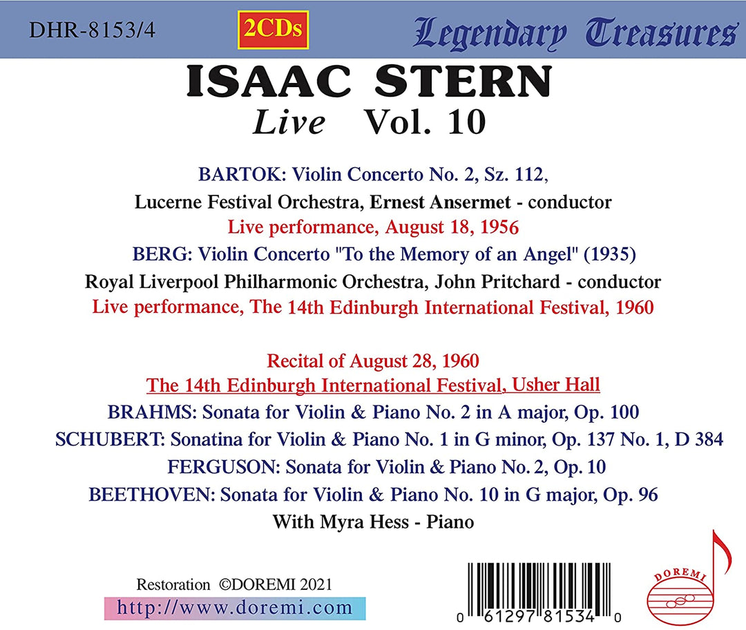 Isaac Stern Live, Vol. 10 [Isaac Stern; Lucerne Festival Orchestra; Royal Liverp [Audio CD]