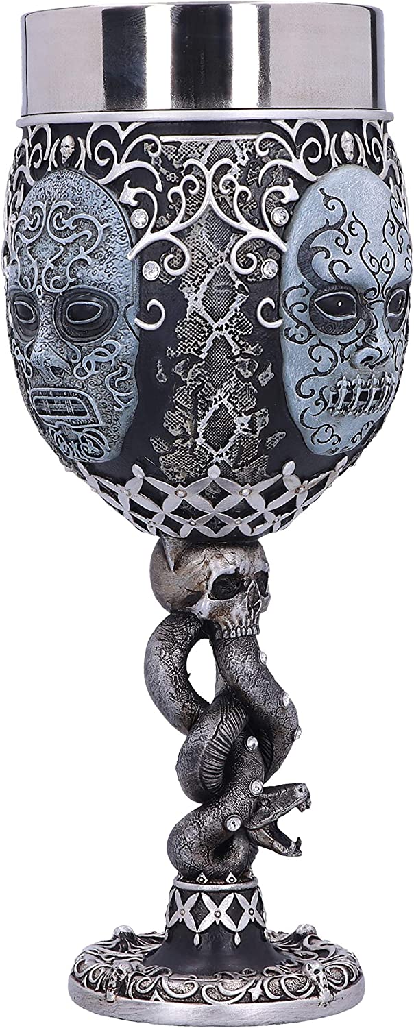 Nemesis Now Harry Potter Death Eater Mask Voldemort Collectible Goblet, Black Silver, 19.5cm