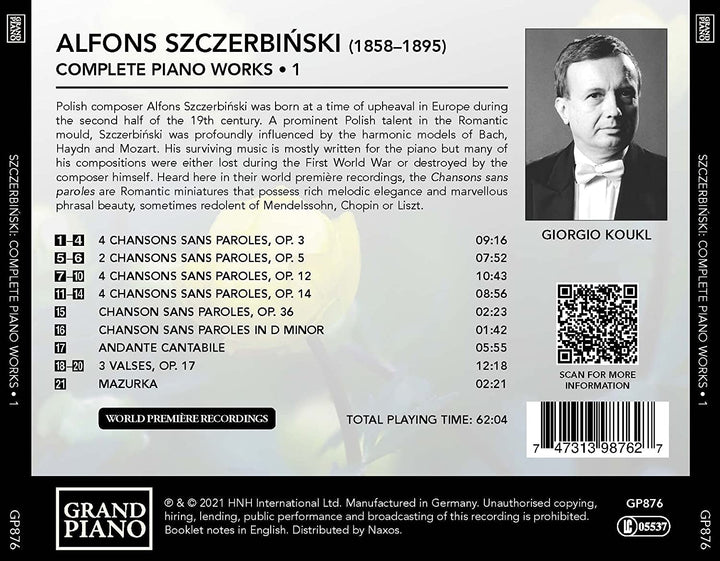 Szczerbinski: Piano Works [Giorgio Koukl] [Grand Piano: GP876] [Audio CD]