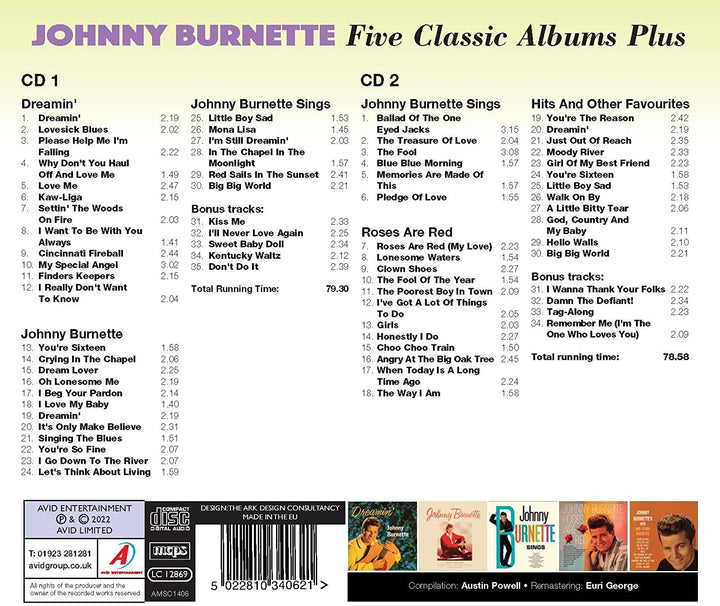 Johnny Burnette - Five Classic Albums Plus [Audio CD]