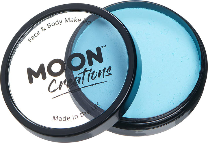 Pro Face & Body Paint Cake Pots by Moon Creations - Light Blue - Professional Water Based Face Paint Makeup for Adults, Kids - 36g