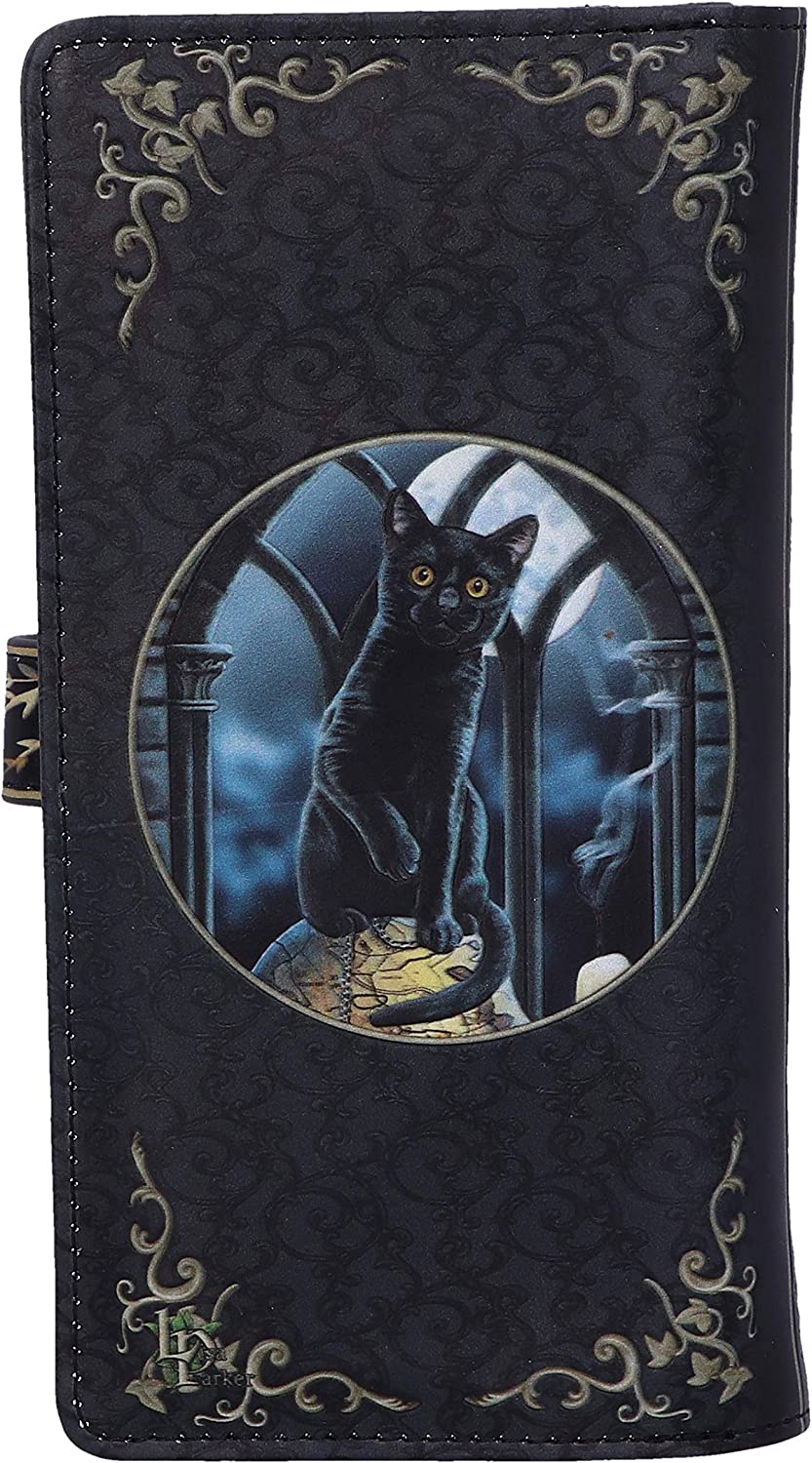 Nemesis Now Lisa Parker Spirits of Salem Black Cat Skull Map Embossed Purse, Pol