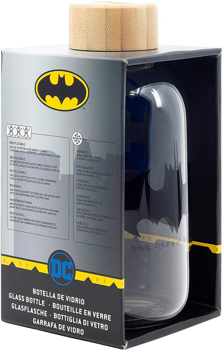 Stor Small Glass Bottle 620 ml Batman Symbol, Single Standard