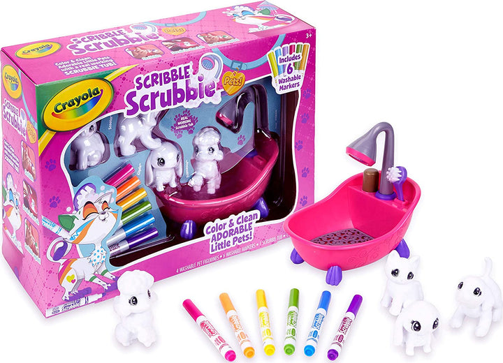 Crayola Washimals Spielset mit Haustieren – Kreatives Bastelset zum Ausmalen, Geschenkset mit waschbaren Markierungsstiften