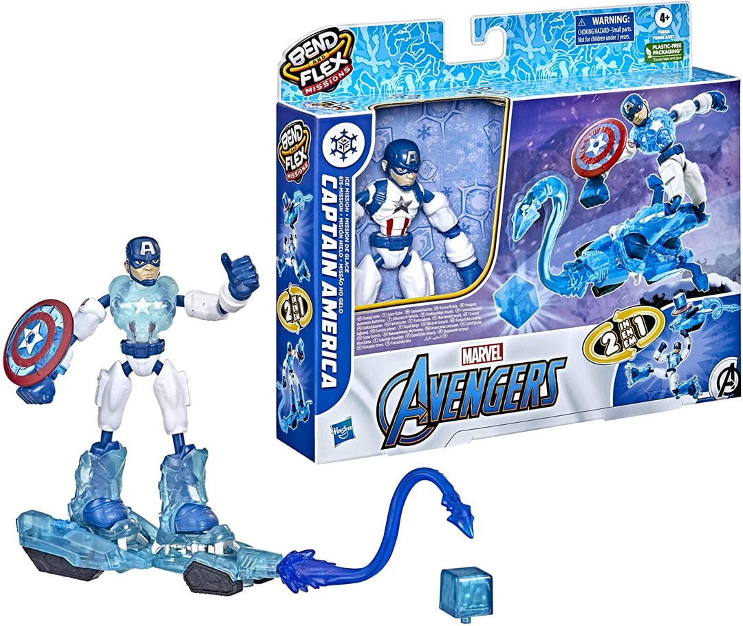Hasbro Marvel Avengers Bend and Flex Missions Captain America Ice Mission Figur