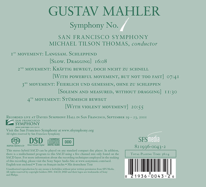 Mahler: Symphony No. 1 [Audio CD]