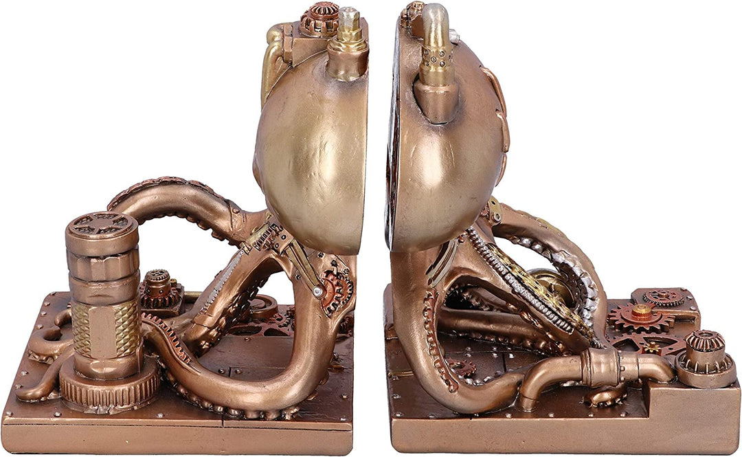 Bronze Steampunk Octonium Bookends Mechanical Octopus Shelf Ends