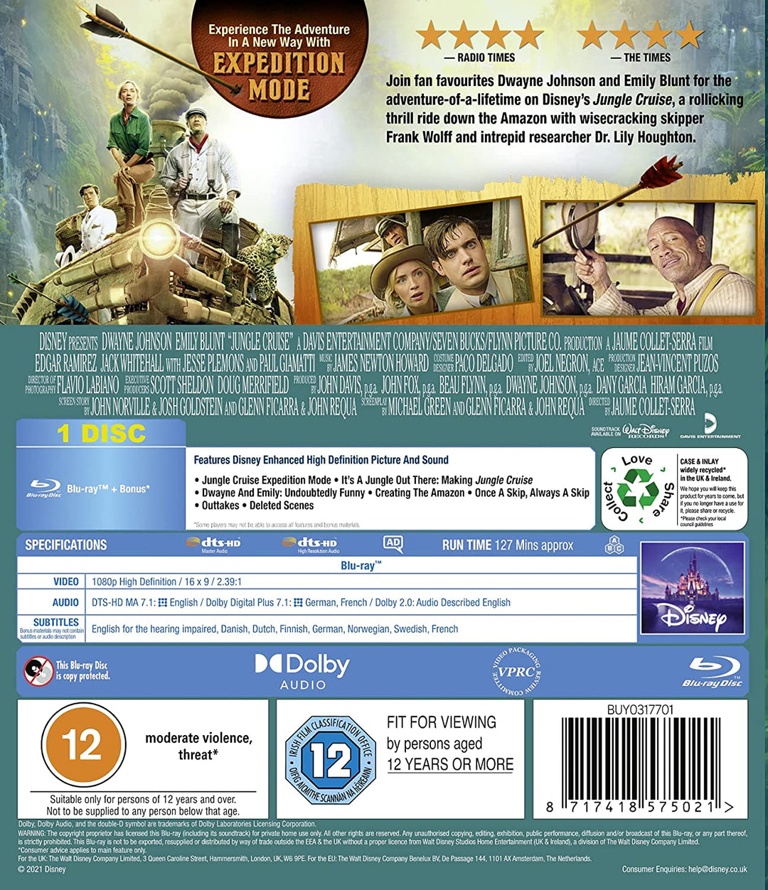 Jungle Cruise Blu-ray - Adventure/Action [Blu-ray]