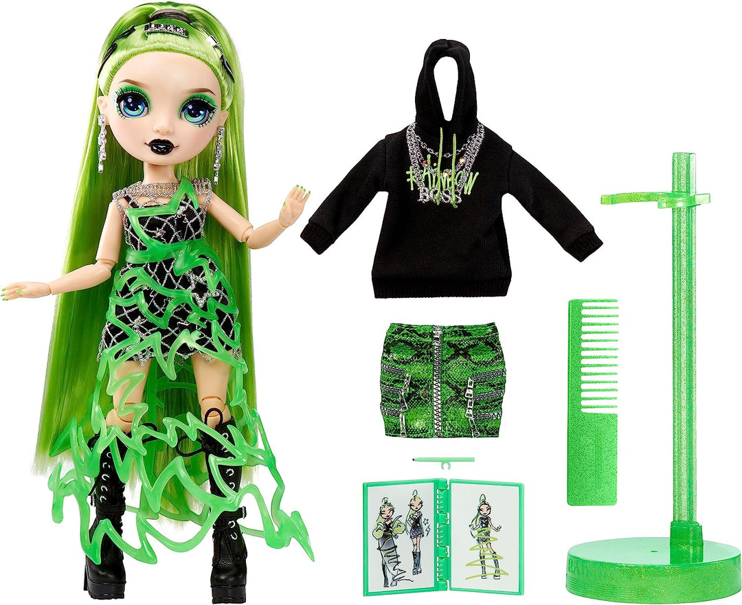 Fantastische Modepuppe von Rainbow High – JADE HUNTER – Grüne 11-Zoll-Modepuppe und P