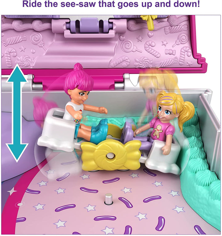 Polly Pocket Candy Cutie Gumball Compact, Gumball Theme with Micro Polly & Margot Dolls, 5 Reveals & 13 Related Accessories