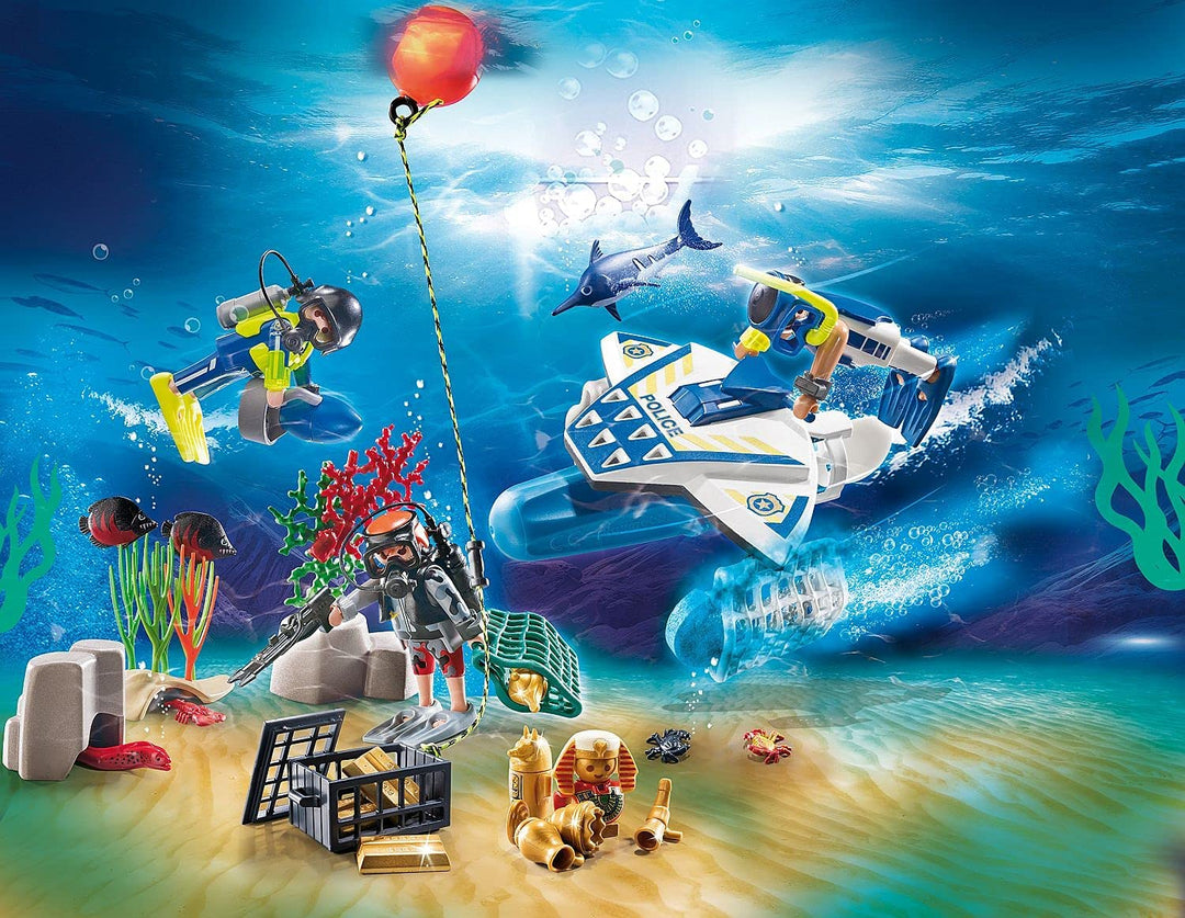 Playmobil 70776 City Action Police Diving Mission Adventskalender mit farbwechselnden Badesprudlern