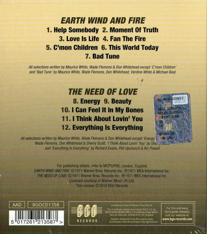 Earth, Wind & Fire - Earth Wind And Fire / The Need Of Love [Audio CD]