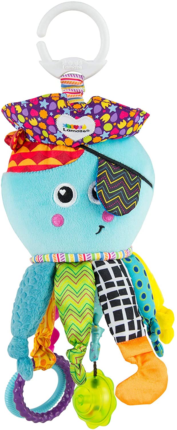 Lamaze Captain Calamari, Clip sur landau et poussette nouveau-né jouet pour bébé, jouet sensoriel pour bébés garçons et filles