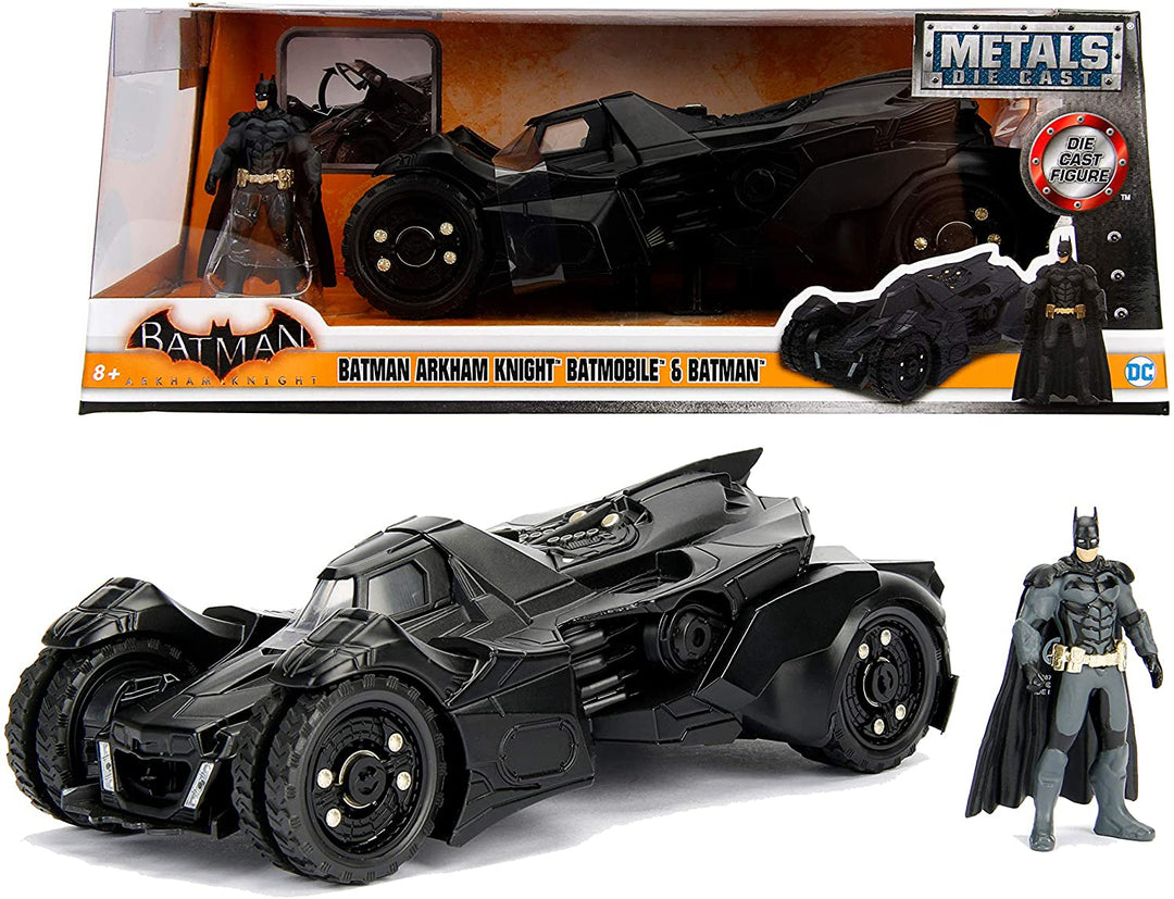 Jada Toys 253215004 Arkham Knight Batmobile 1:24 Scale Die-cast, Opening Doors, Includes Batman Figure, Black, One Size