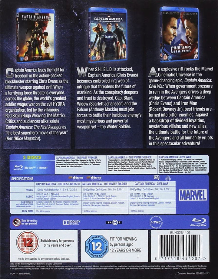 Captain America 1-3 – Action/Abenteuer [Blu-ray]