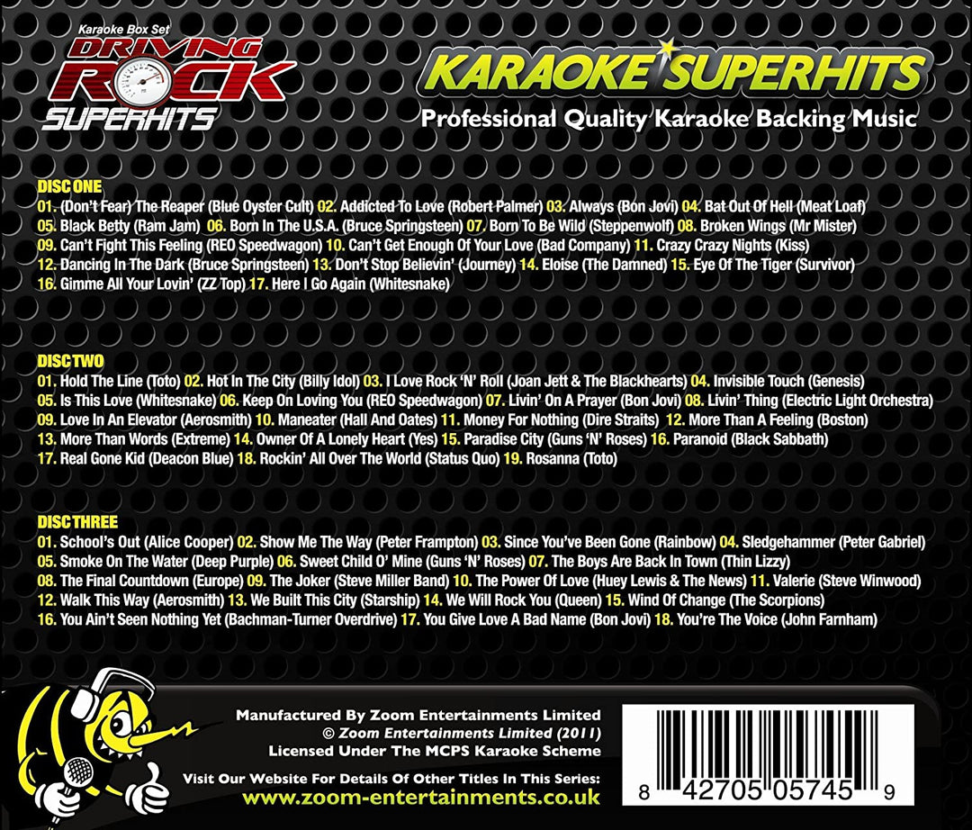 Zoom Karaoke p- Zoom Karaoke CD+G - Driving Rock Superhits - Triple CD+G Karaoke Pack  [Audio CD]