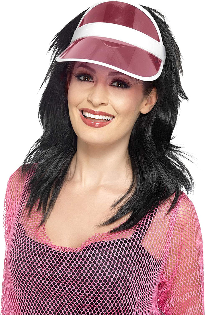 Smiffys 1980's Retro Sun Visor for Women (Pink)