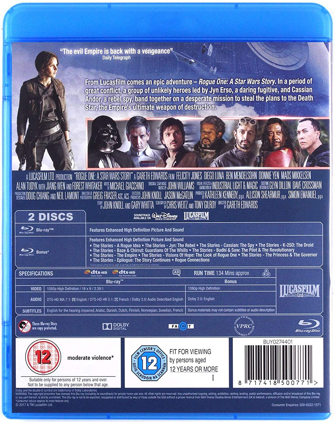 Rogue One: A Star Wars Story [Blu-ray] [2017] [Region frei]