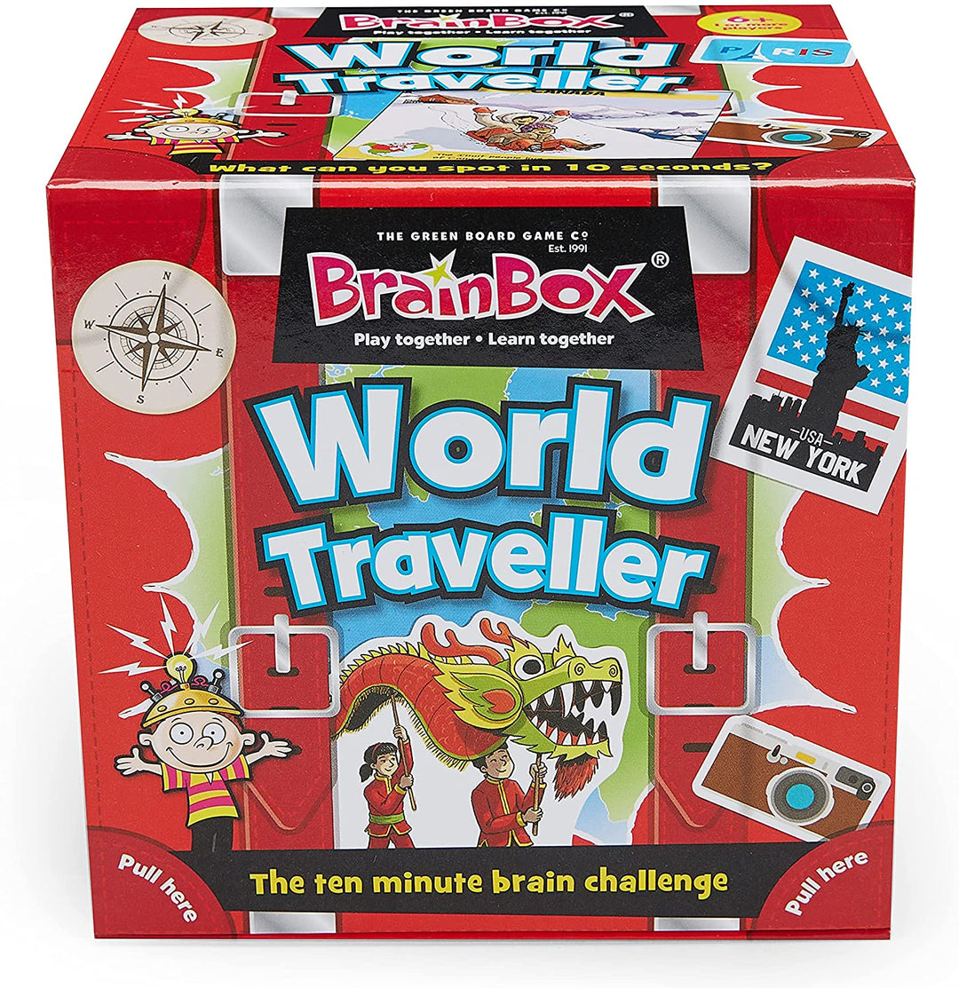 BrainBox | World Traveller | Card Game | Ages 8+ | 1+ Players | 10 Minutes Playing Time