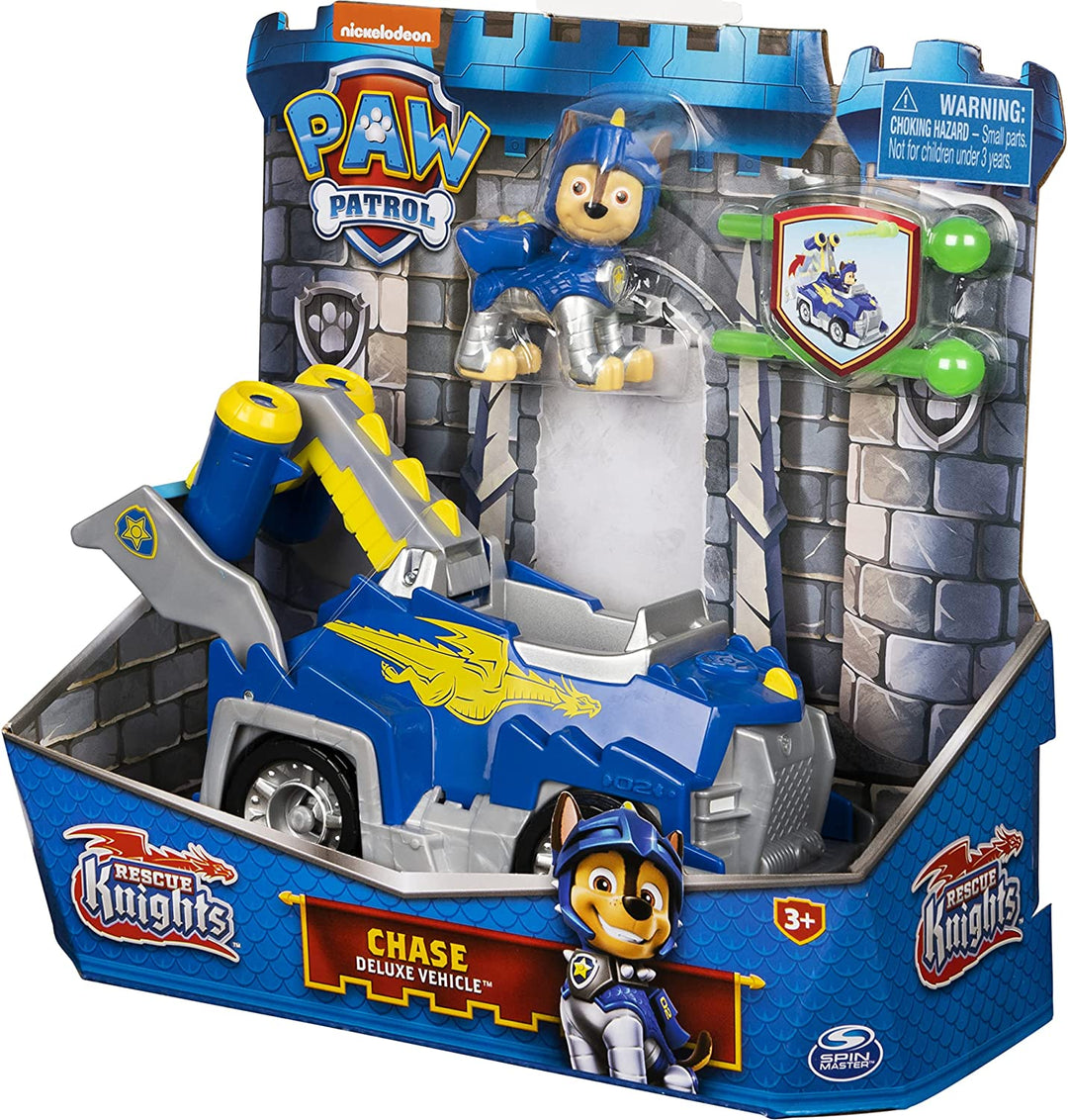 Paw Patrol 6063584, Rescue Knights Chase Transforming Car with Collectible Action Figure