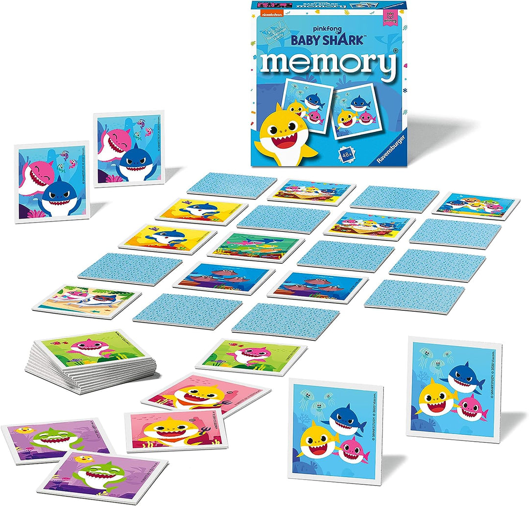 Ravensburger Baby Shark Mini Memory Game - Matching Picture Snap Pairs Game For Kids