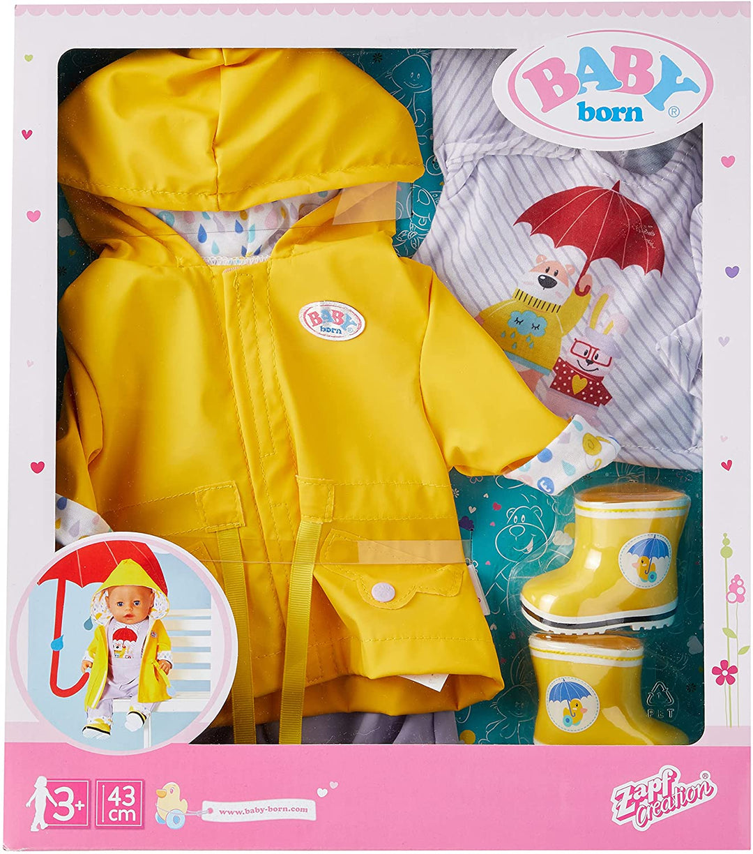 BABY born Deluxe Rain Toy Set for 43 cm Doll - Easy for Small Hands, Creative Play Promotes Empathy & Social Skills, For Toddlers 3 Years & Up - Includes Wellington Boots & More