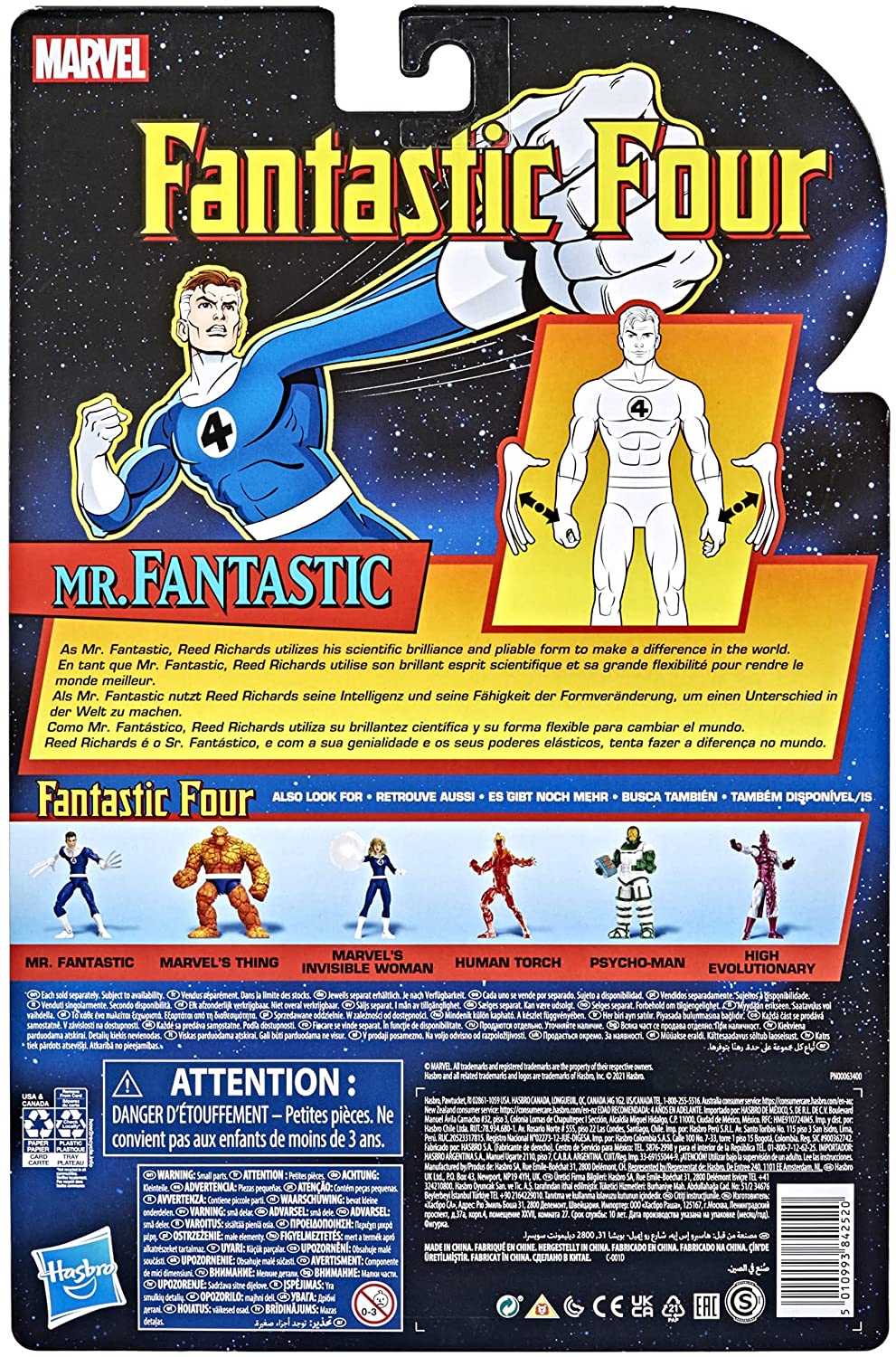 Hasbro Marvel Legends Series Retro Fantastic Four Mr. Fantastic 6-inch Action Fi