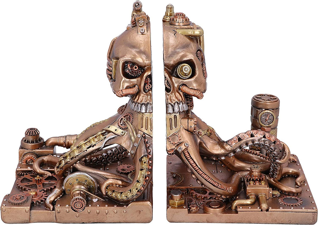 Bronze Steampunk Octonium Bookends Mechanical Octopus Shelf Ends