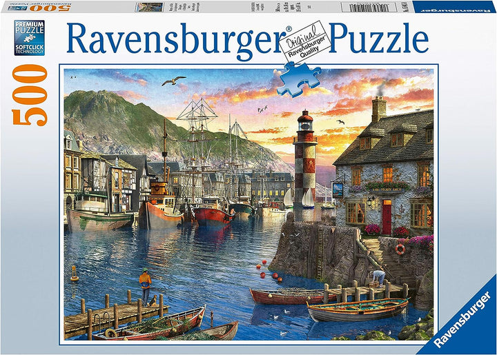 Ravensburger Sunrise at The Port 500 Piece Jigsaw Puzzle for Adults and Kids Age 10 Years Up