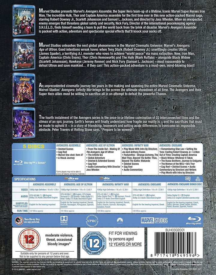 Avengers: 1-4 Complete Blu-ray Boxset Includes Bonus Disk - Action/Adventure [Blu-ray]