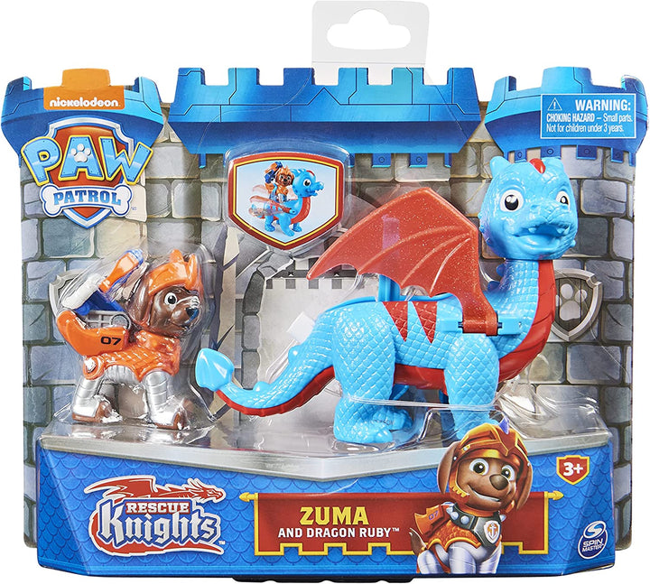 PAW Patrol, Rescue Knights Zuma and Dragon Ruby Action Figures Set, Kids’ Toys