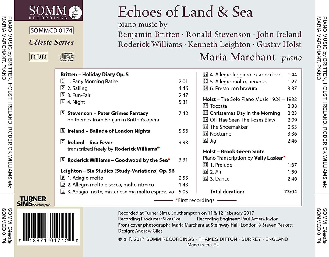 Echoes of Land & Sea [Maria Marchant] [Somm Recordings: SOMM 0174] [Audio CD]