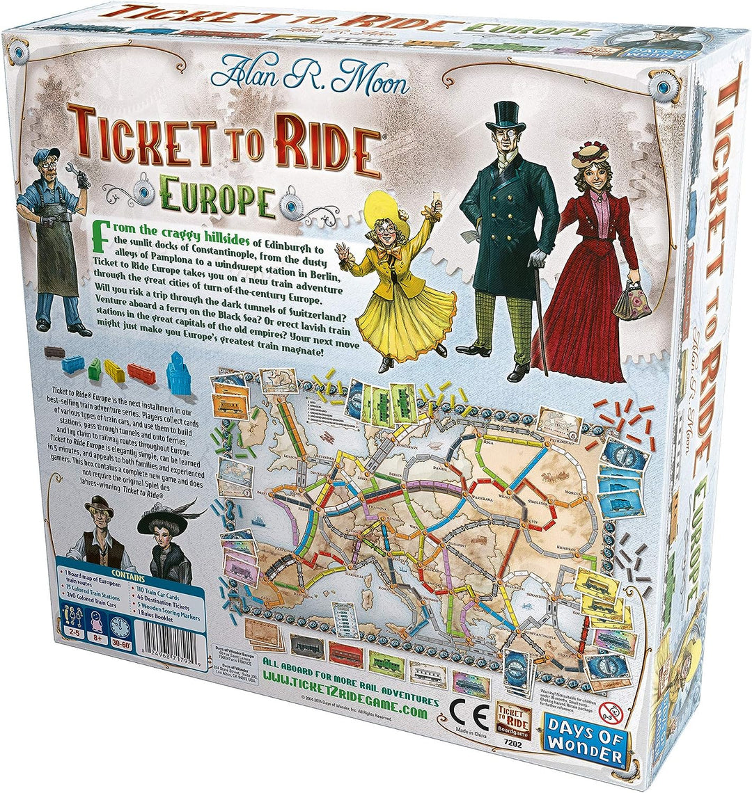 Days of Wonder | Ticket to Ride Europe Board Game | Ages 8+ | For 2 to 5 players | Average Playtime 30-60 Minutes