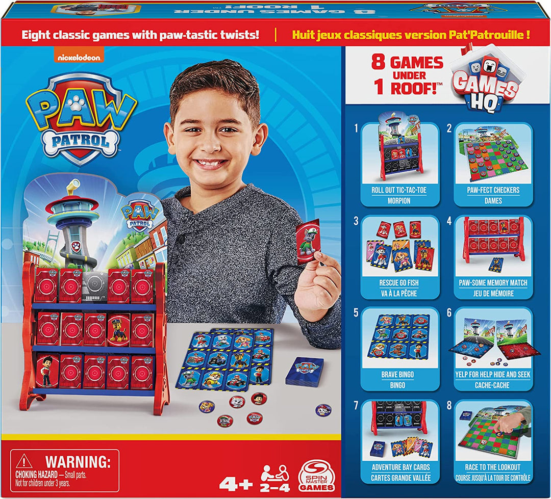 PAW Patrol, Games HQ Board Games for Kids Checkers Tic Tac Toe Memory Match Bingo Go Fish Card Games PAW Patrol Toys, for Kids Aged 4 and up