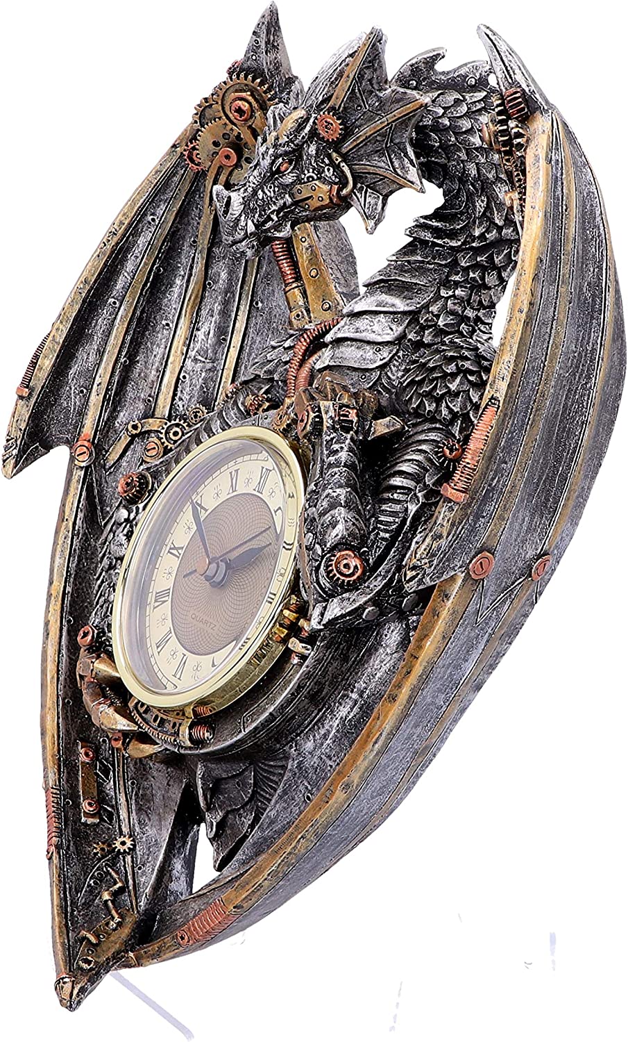 Nemesis Now Dracus Horologium 27.5cm, Polyresin, Silver