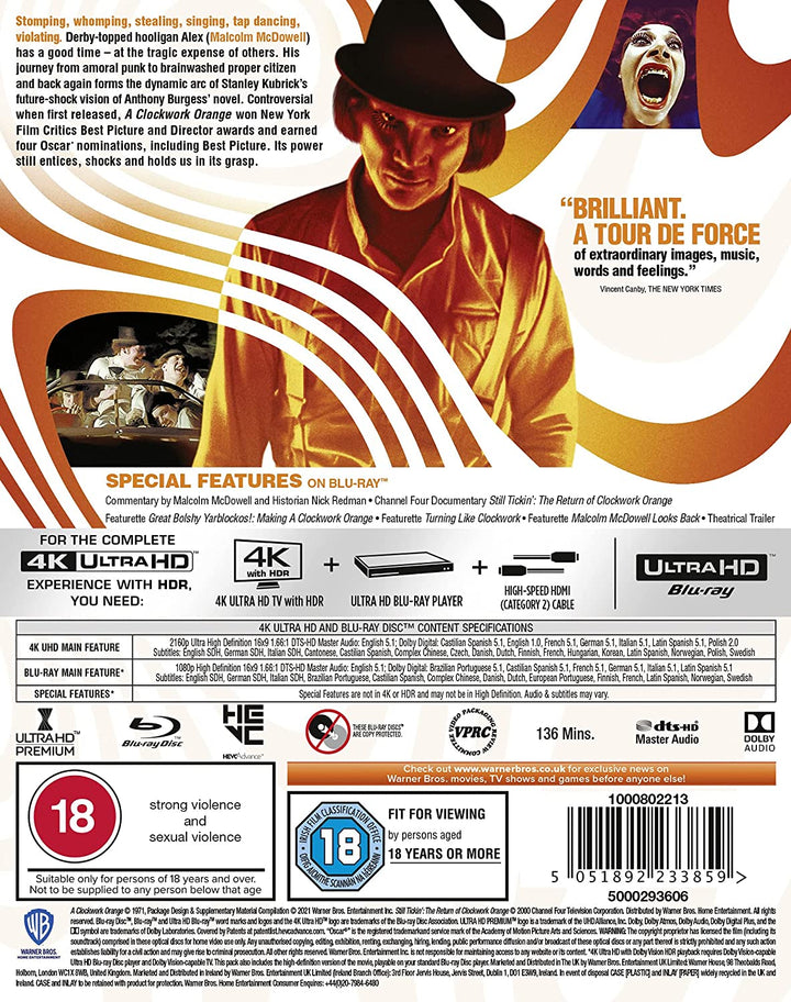 A Clockwork Orange [4K Ultra HD] [1971] [Region Free] – [Blu-ray]