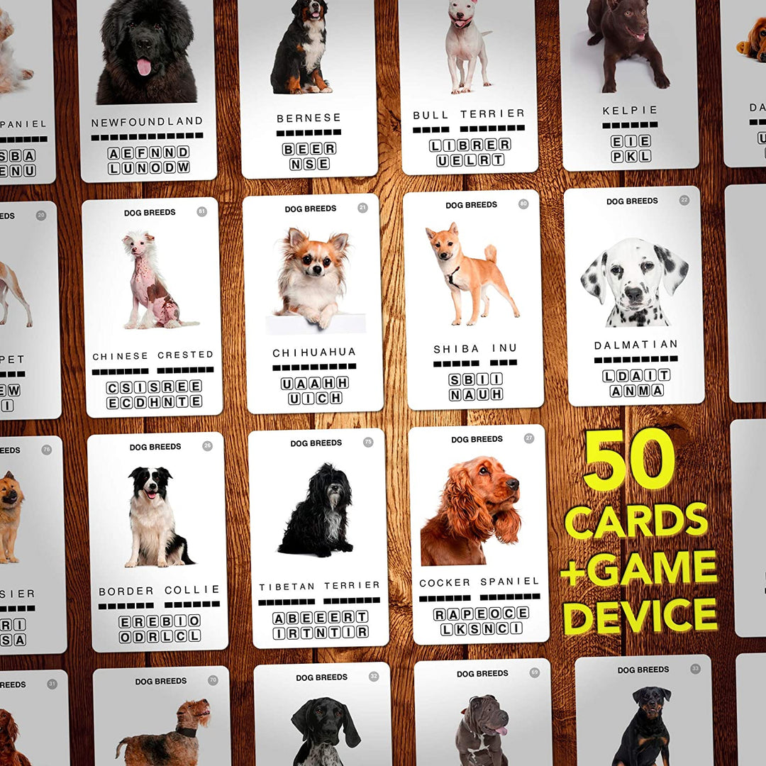 100 PICS Dog Breeds Travel Game - Family Flash Cards, Pocket Puzzles For Kids Annd Adults